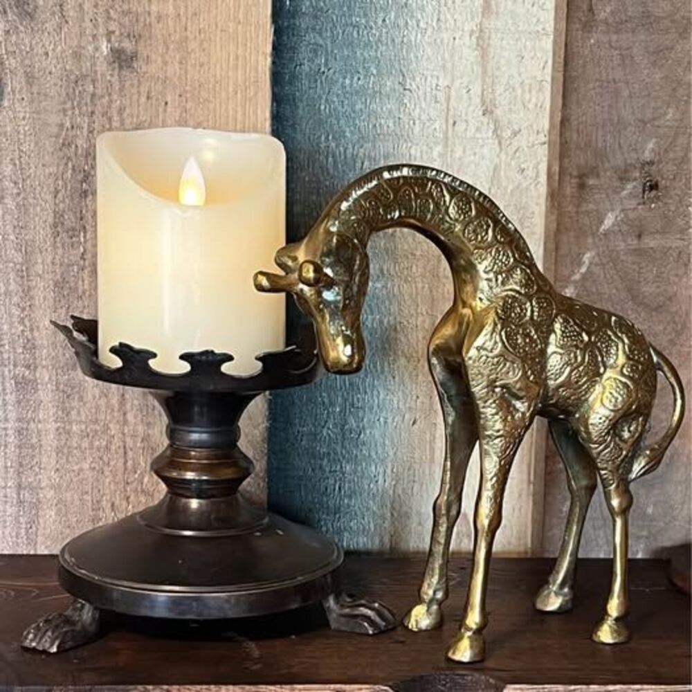 Vintage Mid Century Solid Brass Giraffe Figurine – Heavy Cast Brass